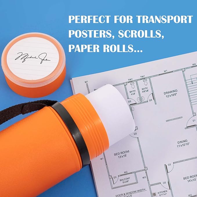 JJRING Orange Poster Tube, Poster Carrying Case - Image 5