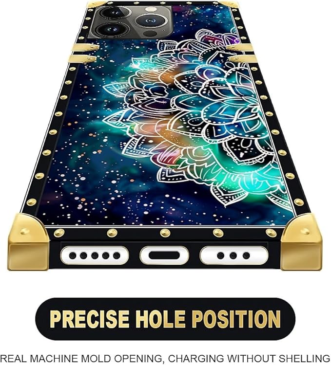 Compatible with iPhone 15 Pro Case, Starry Sky Colourful Mandala Luxury Golden - Image 5