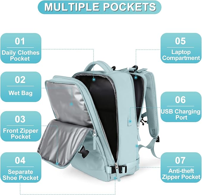 coofay Large Personal Item Travel Backpack - Image 3