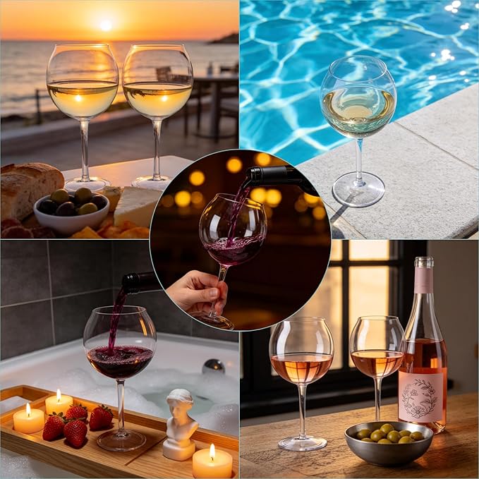 Goodluck Floating Pool Wine Glasses Set of 2, 18oz Tritan Shatterproof Stemware - Image 7