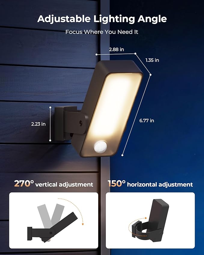 2 Pack Motion Sensor Outdoor Lights, 10000mAh Rechargeable Battery Operated - Image 8