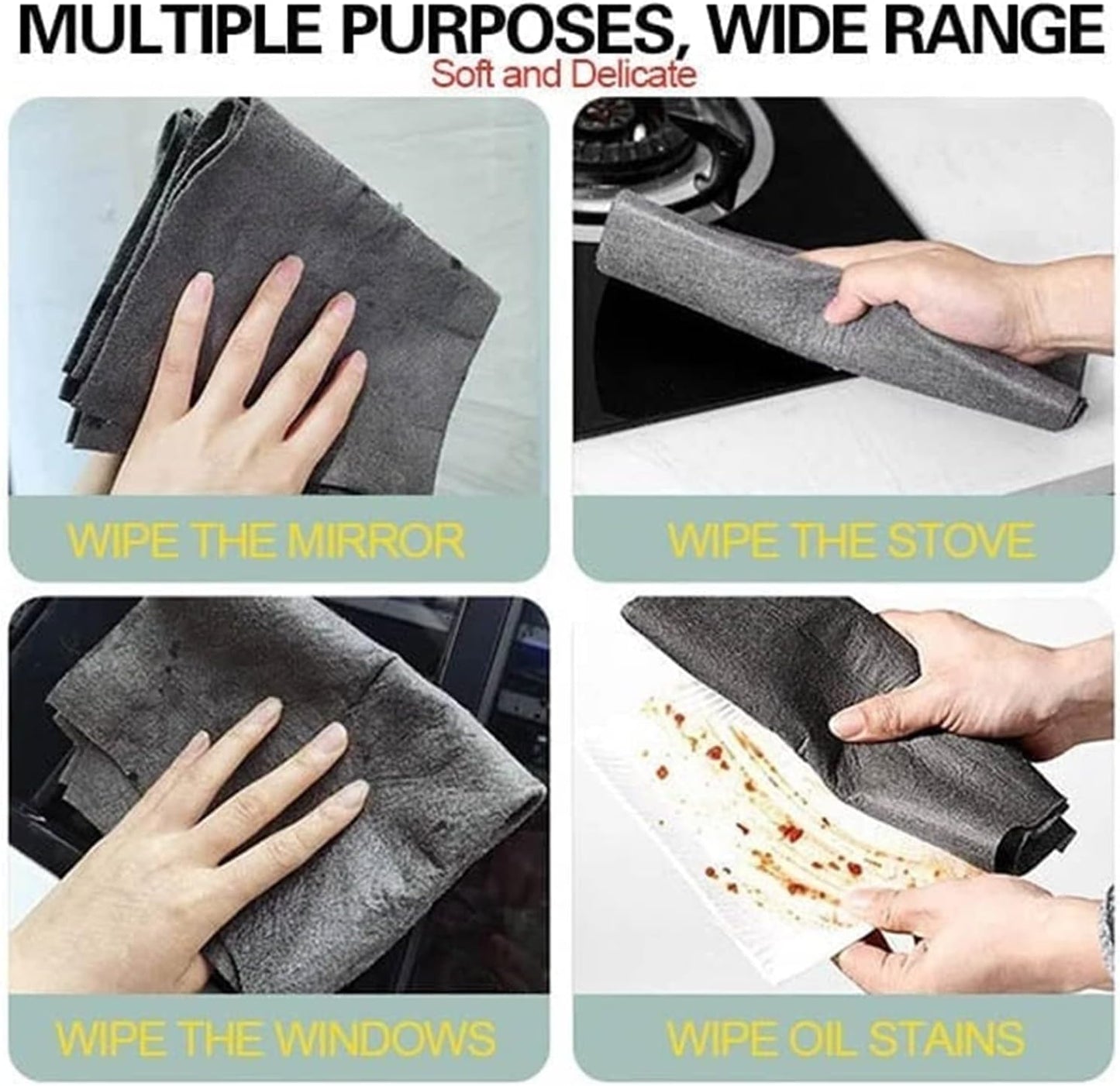 5PC Thickened Magic Cleaning Cloth, Reusable Microfiber Cleaning Rags for TV, Cars, Windows, Lint Free, Odorless, Machine Washable