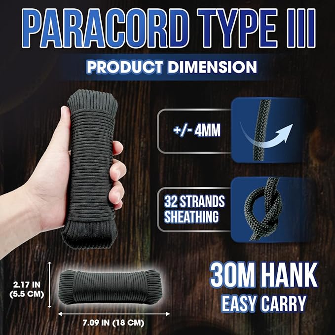 High Tensile Paracord Type III Parachute Cord Reflective Paracord Rope Tactical - Image 3