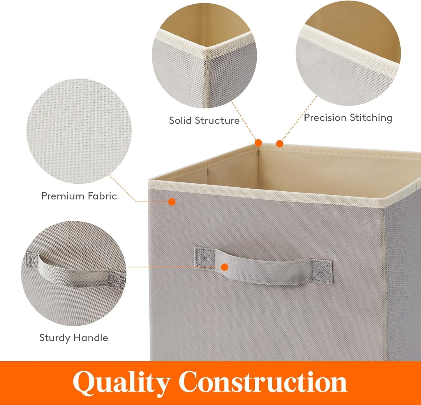 Lifewit 13 Inch Cube Storage Bins, 8 Packs Storage Cubes Foldable Decorative Fabric Storage Baskets for Organizing Home Organizers with Handles for Shelves, Closet, Light Gray