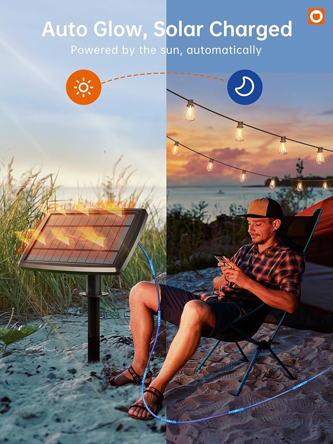 addlon 78FT Solar String Lights Outdoor, Waterproof Solar Powered Outside Lights - Image 8