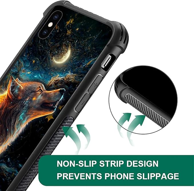 for iPhone Xs Max Case, Star Cave Hungry Wolf Pattern Graphic Design Girl Boy - Image 7