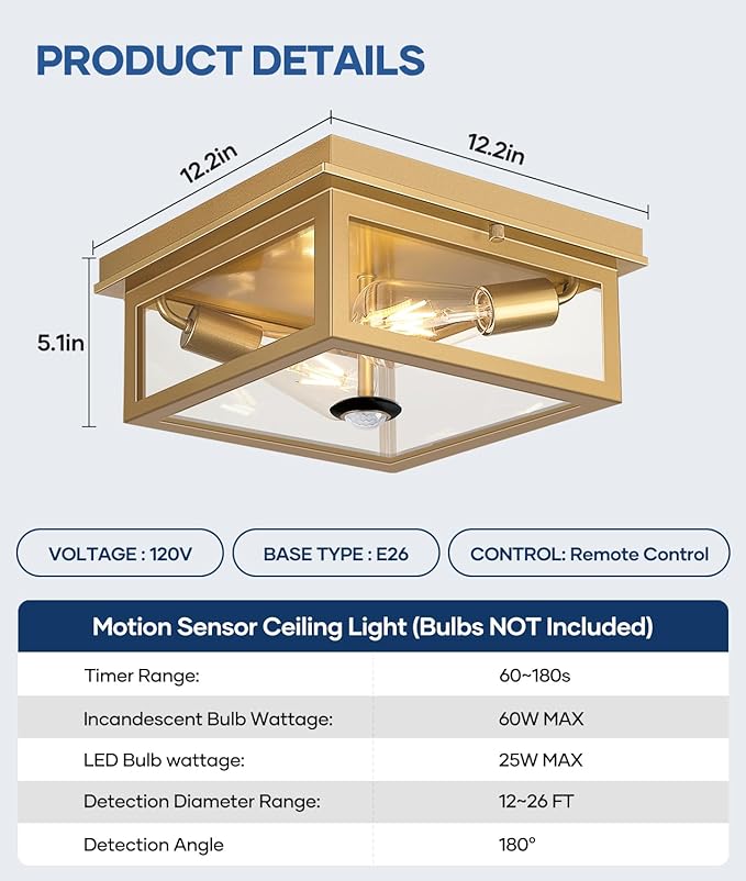 Lynnoland Motion Sensor Outdoor Ceiling Light - Image 9