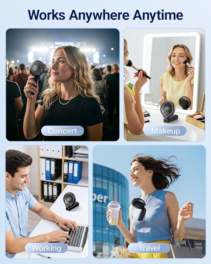 SWEETFULL Handheld Portable Fan, 5000mAh Rechargeable Battery, 6 Speed Wind - Image 5