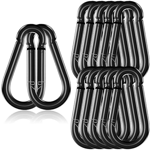 12 Pack 5.5" Heavy Duty Carabiner Clips, M14 Black Galvanized Steel Spring Snap by SEUNGCH