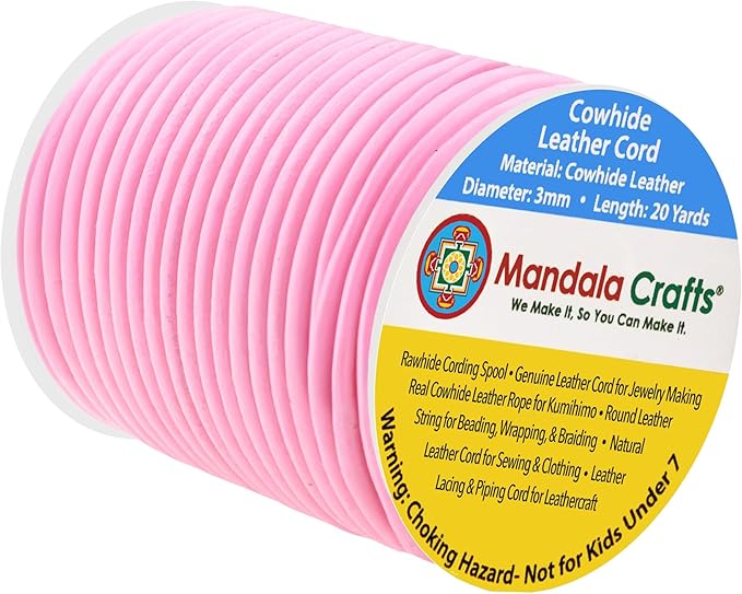 Mandala Crafts Round Genuine Pink Leather Cord by MandalaCrafts