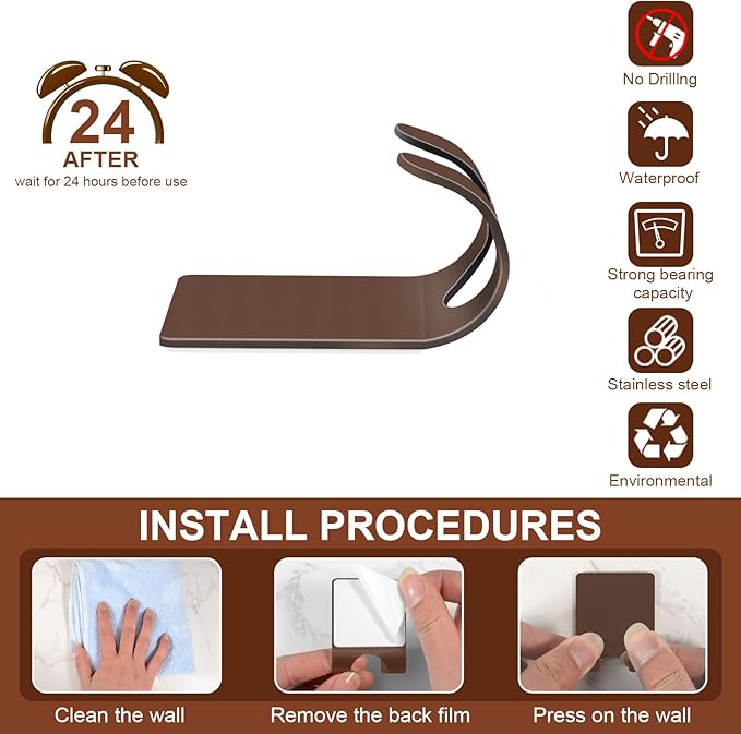 CGBE Razor Holder for Shower, 4 Packs Shaver Holder and Hooks, Self Adhesive - Image 4