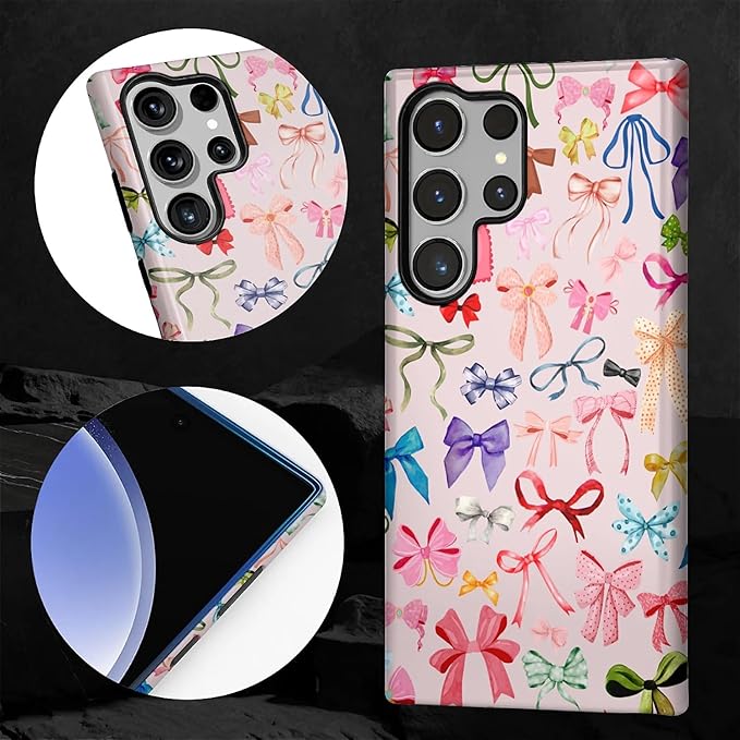 for Samsung Galaxy S23 Ultra Case, HL2 Aesthetic Color Bow Tie Hybrid 2 Layer - Image 4