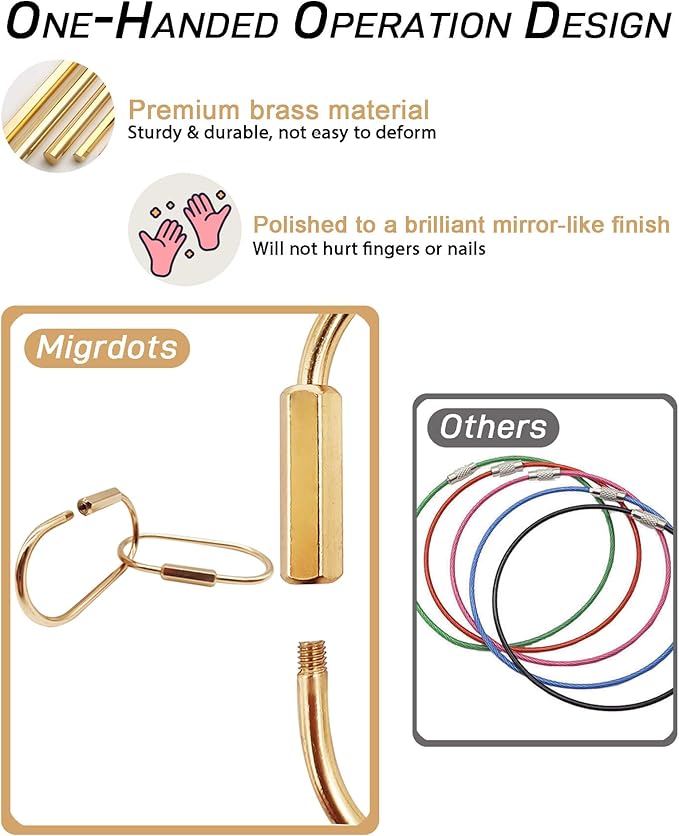 Brass Gold Carabiner Clip for Keys - Image 2