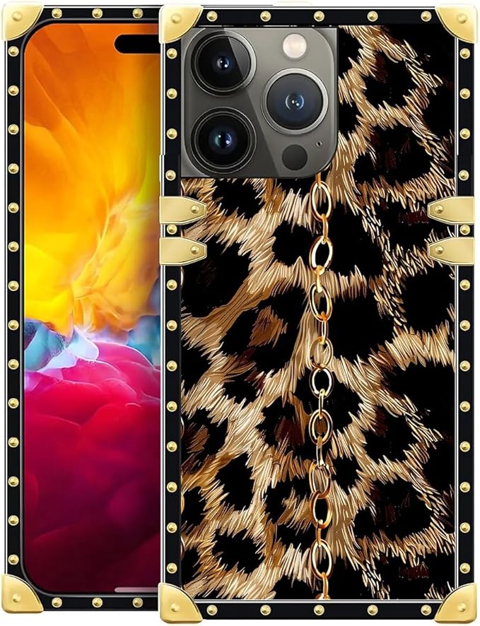 Compatible with iPhone 15 Pro Case, Seamless Gold Chain Leopard Luxury Golden by Unknown