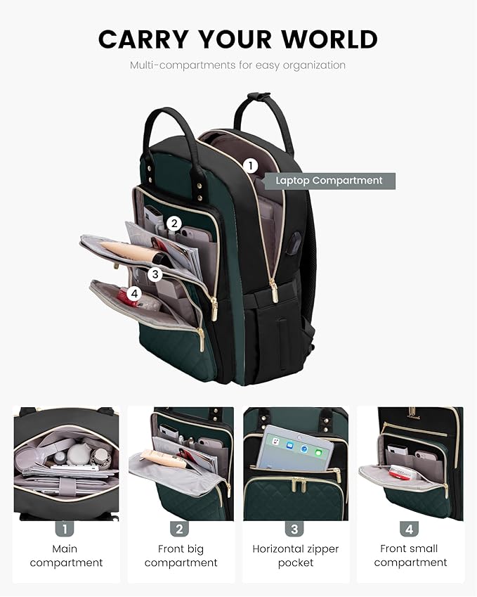 LOVEVOOK Laptop Backpack Purse for Women, 15.6" Laptop Bag for Travel - Image 3