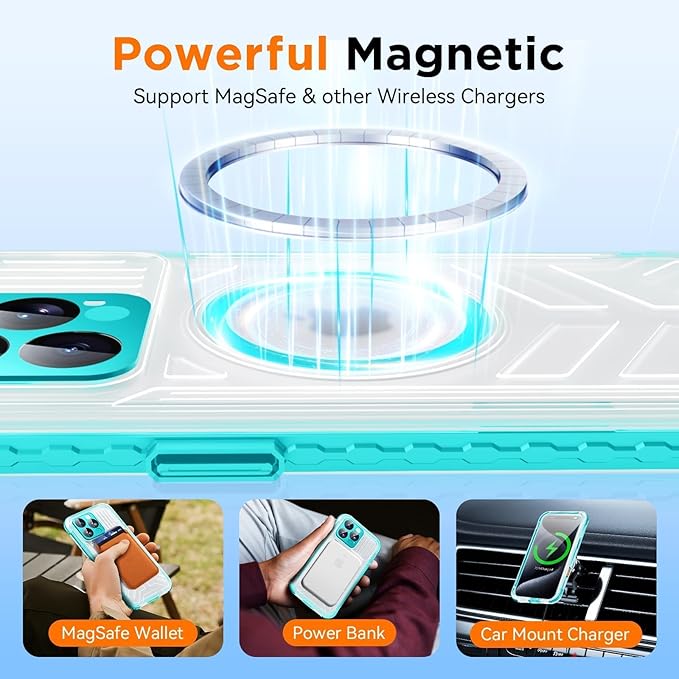 WIFORT Waterproof Phone Case for iPhone 15 Pro Teal | IP68 Underwater, Built-in - Image 4