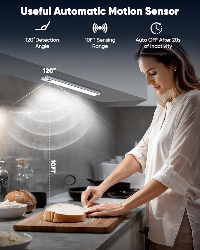 Under Cabinet Lighting, 2200mAh 10 Inch Battery Operated Rechargeable Motion - Image 3