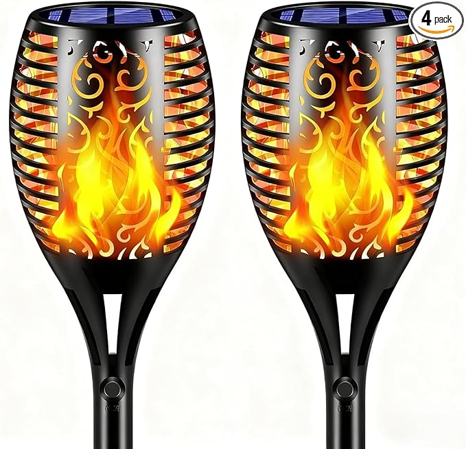 TomCare Solar Lights Outdoor 99 LED Higher & Larger Flickering Flame Solar by TomCare