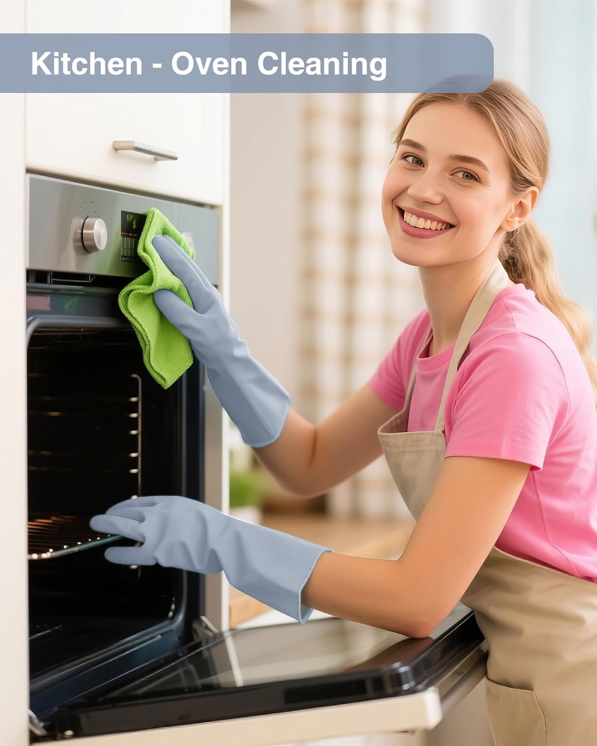 Rubber Cleaning Dishwashing Gloves 4 Pairs Reusable Kitchen Glove for Washing Dishes & Household Bathroom Cleaning Dish Gloves with Flock Lining Anti-Slip Grip Waterproof Thick Long-lasting Colorful S