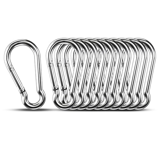 Carabiner Clip Hooks, 304 Stainless Steel Spring Snap Hook Fits Camping Hiking by KINLINK