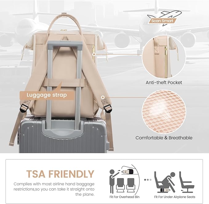 LOVEVOOK Leather Backpack for Women, 15.6 inch Laptop Backpack, Professional - Image 5