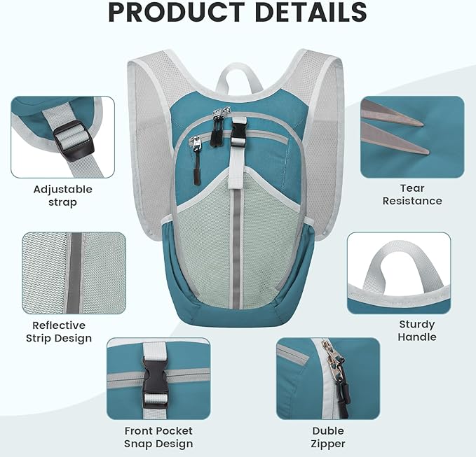 Small Hiking Backpack 15L-Lightweight Packable Foldable Backpack - Image 8