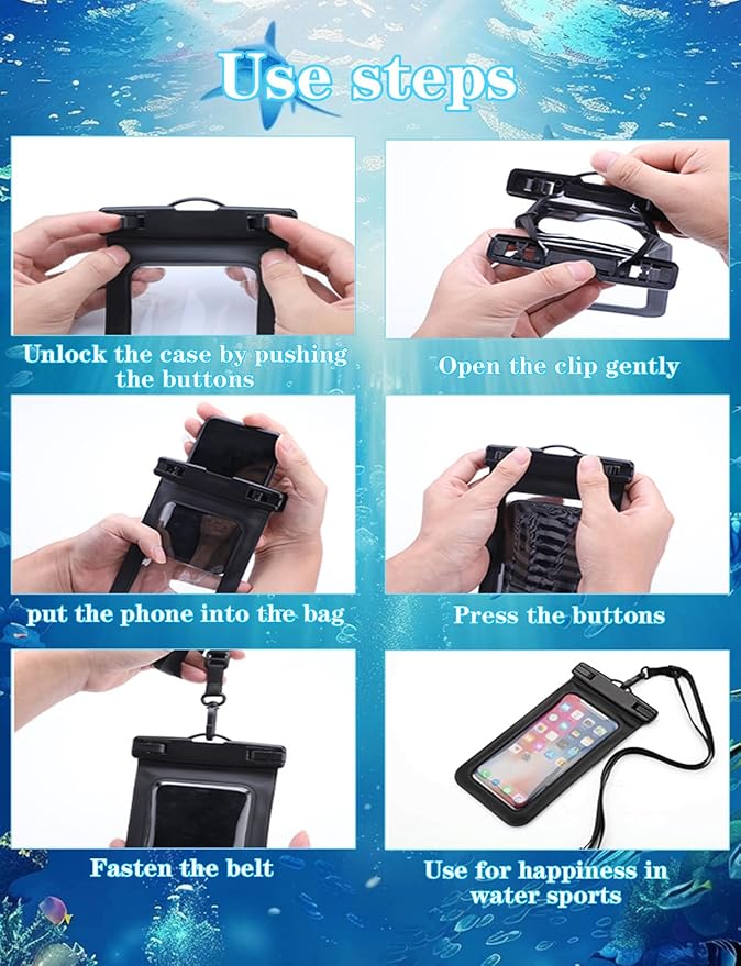 2 Pack White Universal Waterproof Phone Pouch, Large Phone Waterproof Case Dry - Image 7