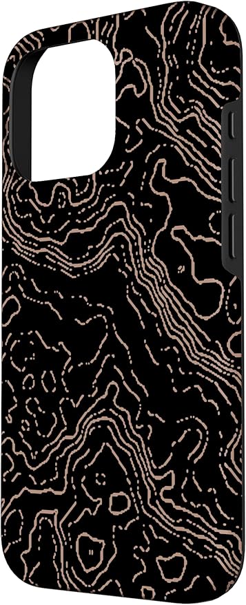 Topography Black & Brown Abstract Pattern Topographic Map Case - Image 2