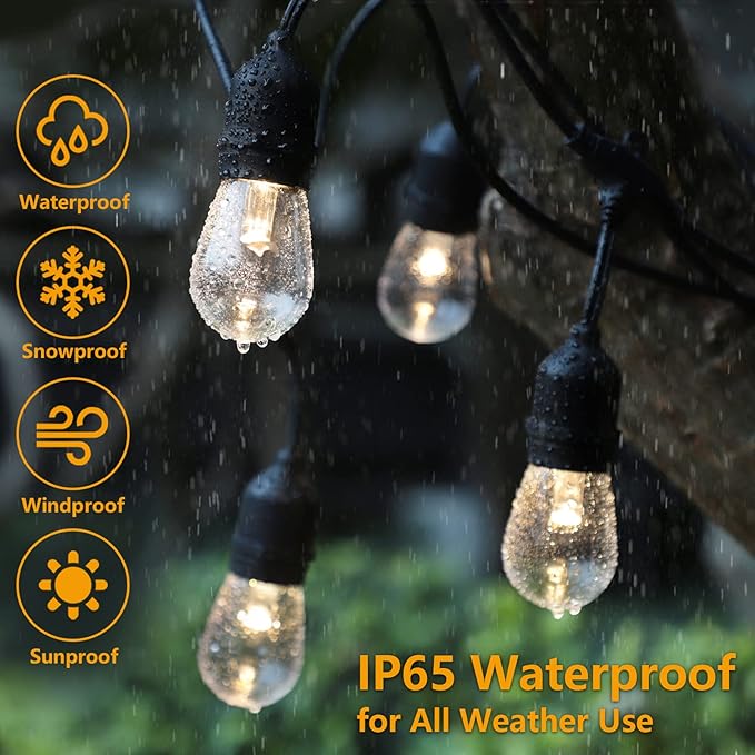 Mlambert 96Ft 3-Color in 1 48Ft LED Dimmable Outdoor String Lights - Image 2