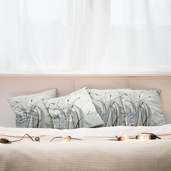 Ambesonne Dragonfly Decorative Throw Pillow Case Pack of 4, Dragonflies on - Image 6