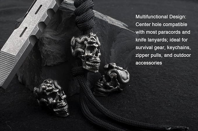 Skull Paracord Bead, 0.75x0.56x0.78 inches, - Image 6