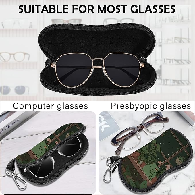 Glasses Case Sunglasses Eyeglass Soft Case Zipper Light Neoprene Pouch - Image 3