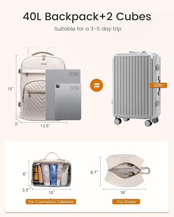 LOVEVOOK 40L Travel Backpack for Women Men, TSA Personal Item Travel Bag Fits - Image 4
