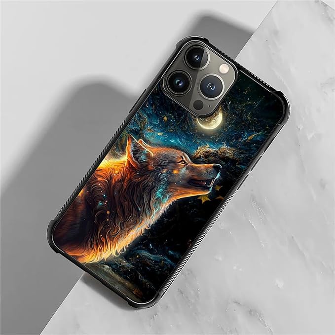 for iPhone 15 Pro Case, Star Cave Hungry Wolf Pattern Graphic Design Girl Boy - Image 3