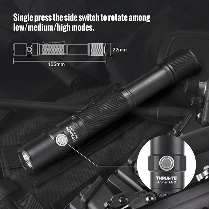 ThruNite Archer 2A C LED Rechargeable Flashlight, High 1000 Lumens AA Flashlight - Image 7