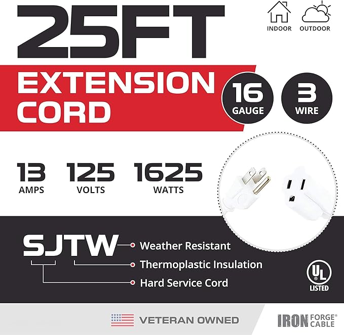 Iron Forge Cable 2 Pack Weatherproof 25 Ft Outdoor Extension Cord - Image 2