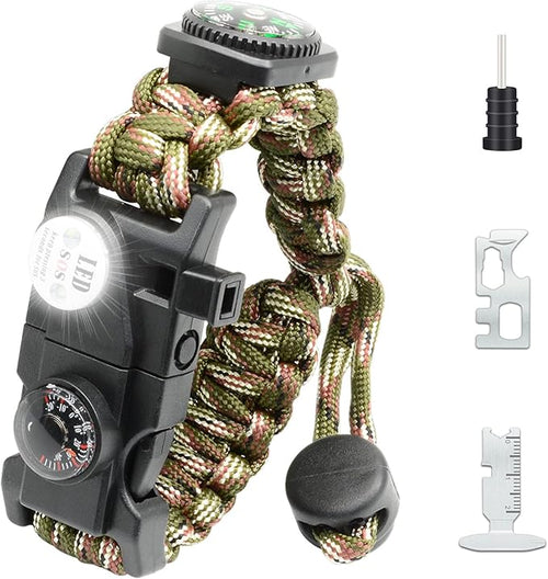 20 in 1 Survival Paracord Bracelet Adjustable Gear Kit by NVioAsport