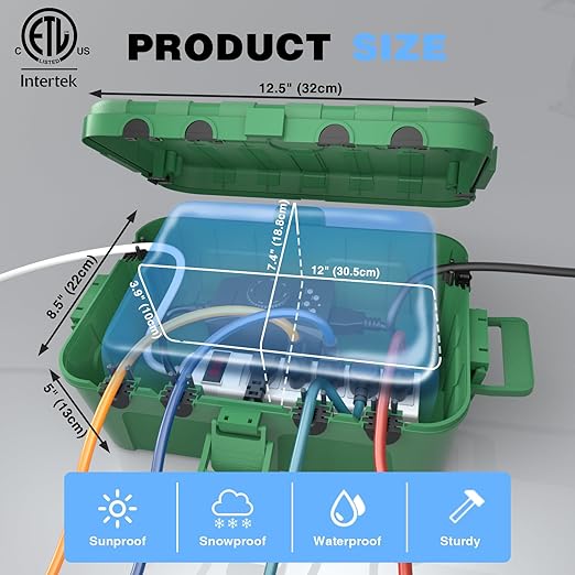 Flemoon IP54 Waterproof Electrical Box, Outdoor Plug Cover Weatherproof - Image 3