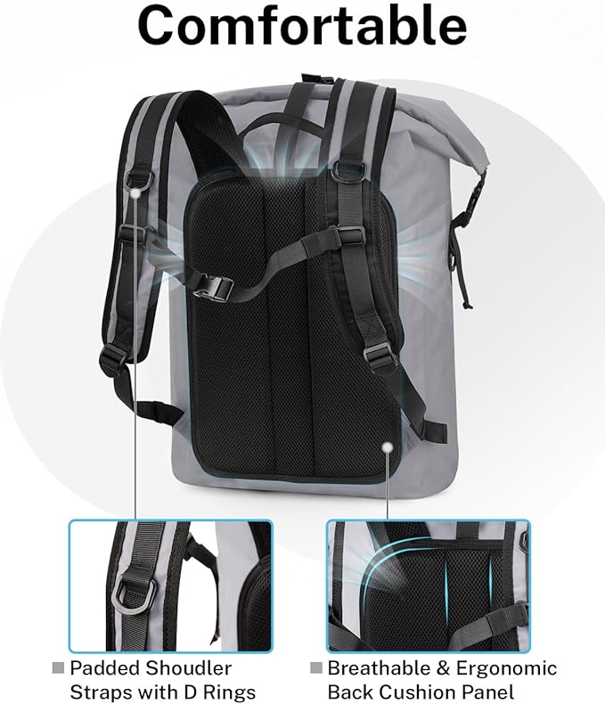 Gonex Ultralight Waterproof TPU Backpack, 55L Roll Top Dry Bag - Image 4
