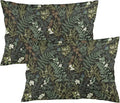 Botanical Print Floral Throw Pillow Covers Set of 2 Queen Size Black Sage Green by Unknown