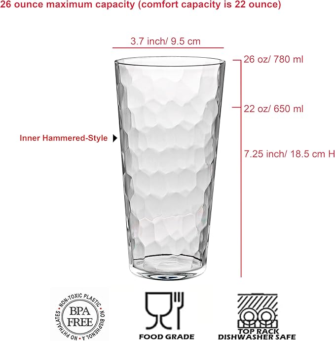 KOXIN-KARLU Mixed Drinkware 26-ounce Plastic Tumbler Acrylic Water Glasses - Image 2