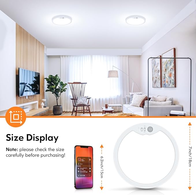 Brightever 7 Inch Motion Sensor Ceiling Light Wired, 15W 1500LM Close to - Image 4