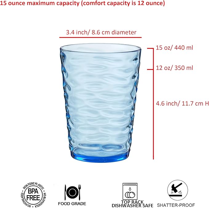 14-ounce Plastic Tumblers, Acrylic Drinking Glasses, Shatter-Proof, - Image 2