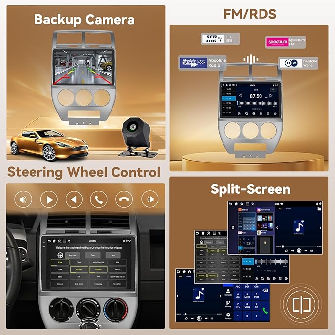 Android 15 Car Stereo for Jeep Compass Patriot 2006 2007 2008 2009, Hikity 10'' - Image 6
