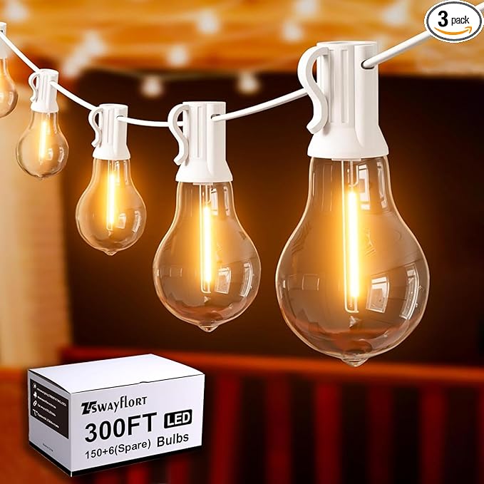 String Lights for Outside 300FT Outdoor Lights by Tswayflort
