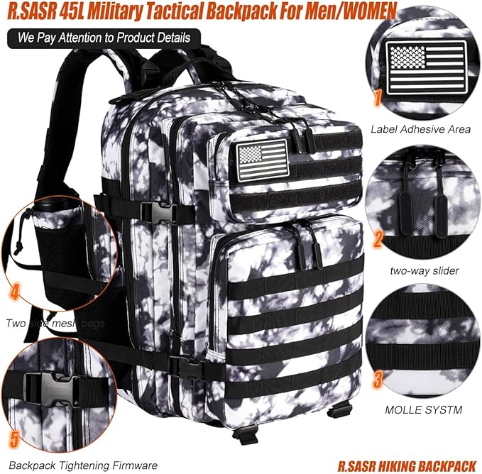 45L Tactical Backpack for Men Women, Military Assault Pack - Image 4