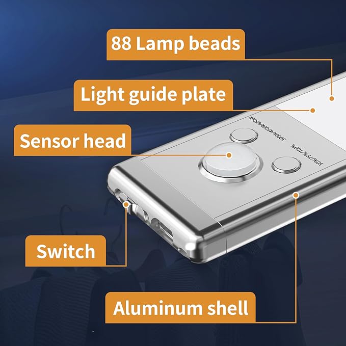 Under Cabinet Lights, 88 LED Operated Motion Sensor Light Indoor, 2200mAh USB - Image 5