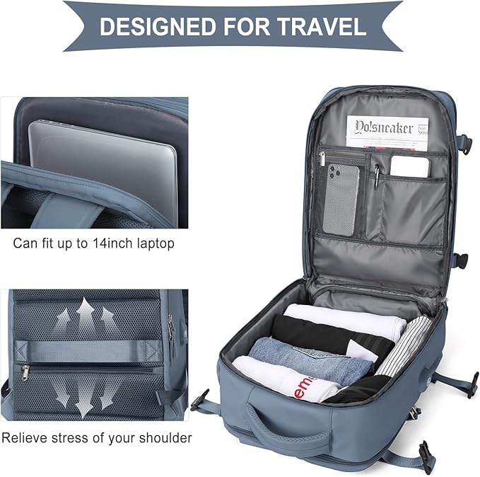 WONHOX Large Travel Backpack Carry on Flight Approved Laptop Work Business - Image 7
