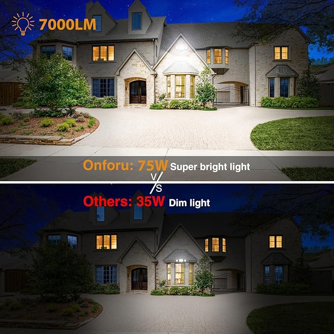 Onforu 4 Packs 75W Flood Lights Outdoor, 7000LM Brightness Security Lights - Image 4