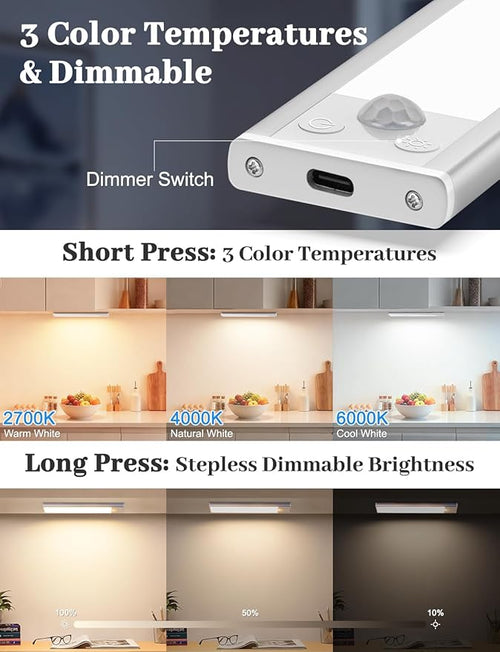 2000mAh Rechargeable Motion Sensor Light Indoor, Under Cabinet Lighting - Image 2